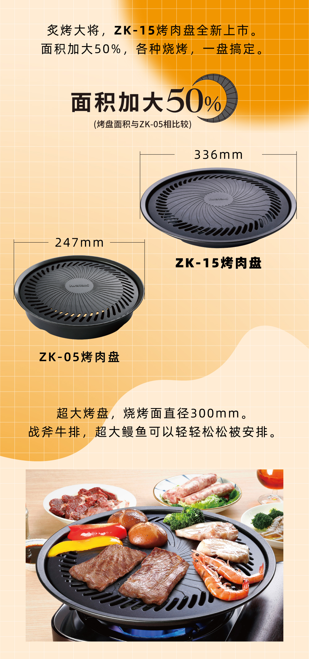 炙烤大將，zk-15全新上市。面積加大50%，各種燒烤，一盤搞定。